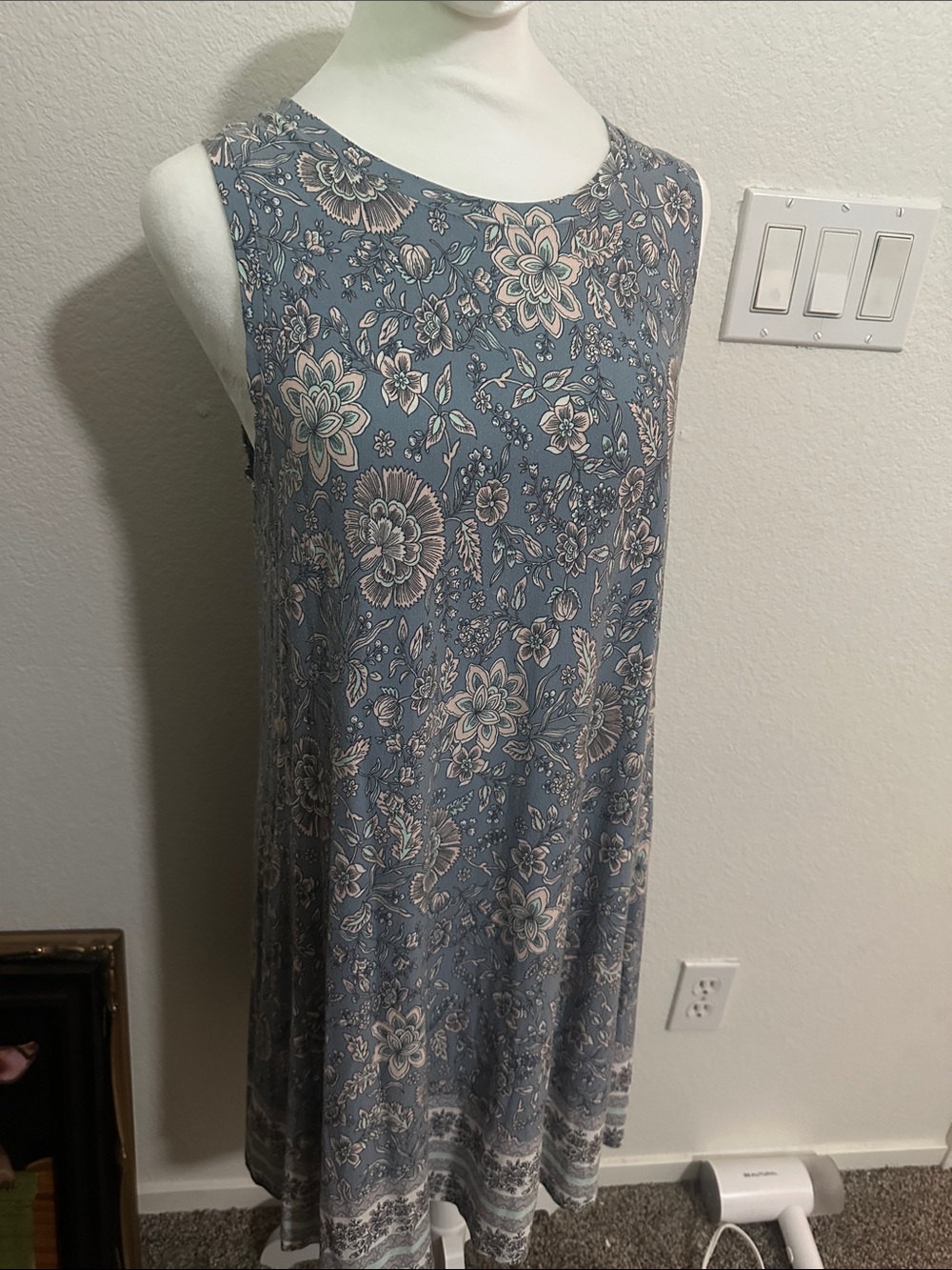 LOFT Blue Floral Sleeveless Swing Tunic